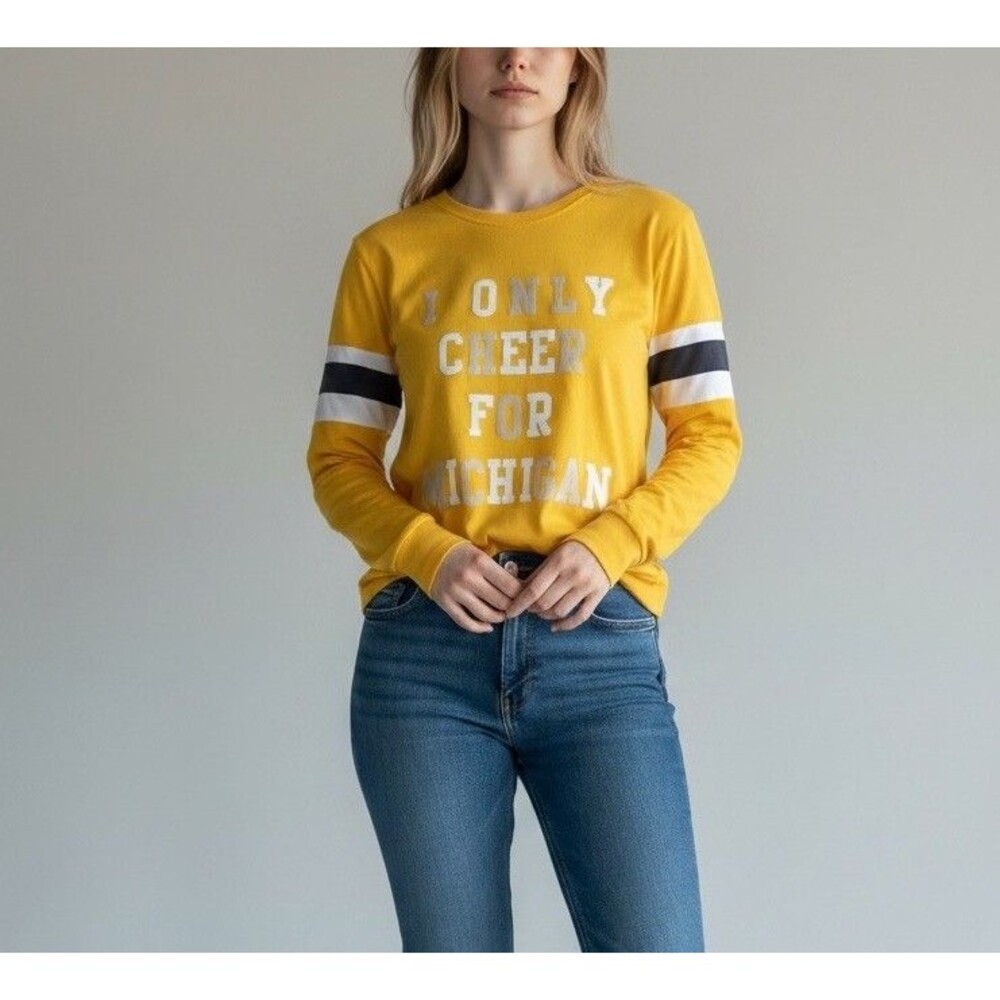 Victorias Secret PINK Jones & Mitchell Varsity Collegiate Jersey Shirt Michigan